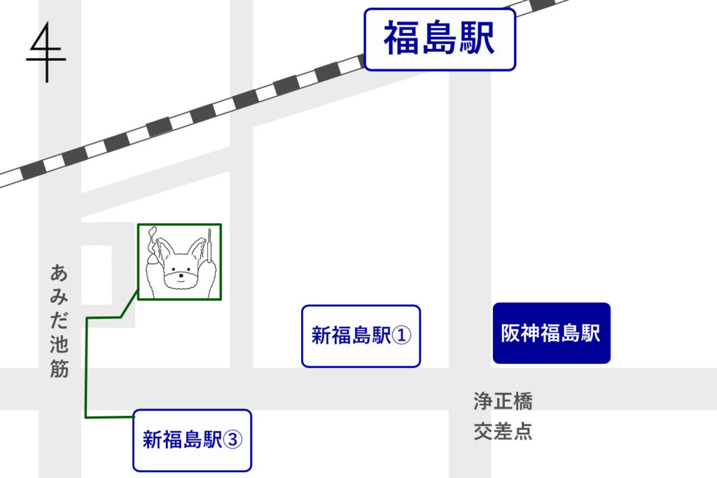 新福島駅3羽出口からの地図